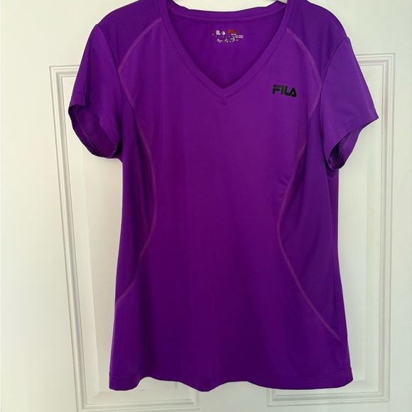 Fila Women's Purple V-Neck Athletic Top - Picture 1 of 2